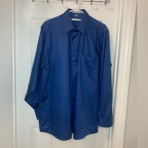 Geoffrey Beene Button Up Wrinkle Free Blue Men Shirt